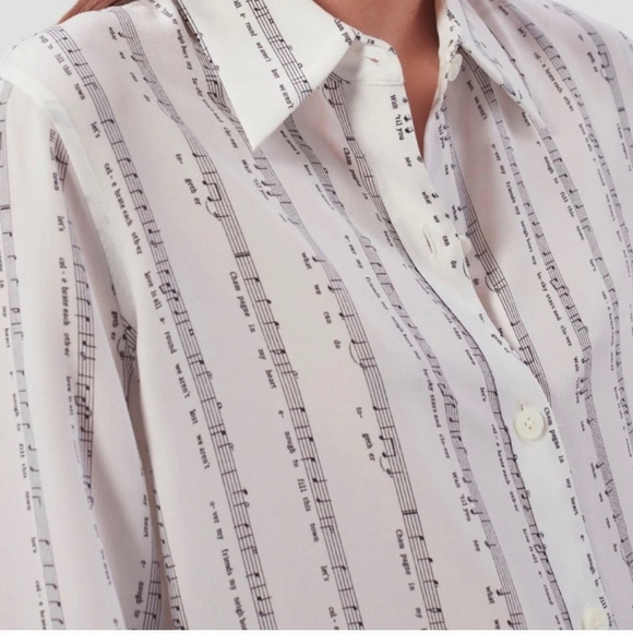 *ISO* Equipment Silk Button-up Shirt, Sheet Music Print, Bradner - Picture 4 of 4